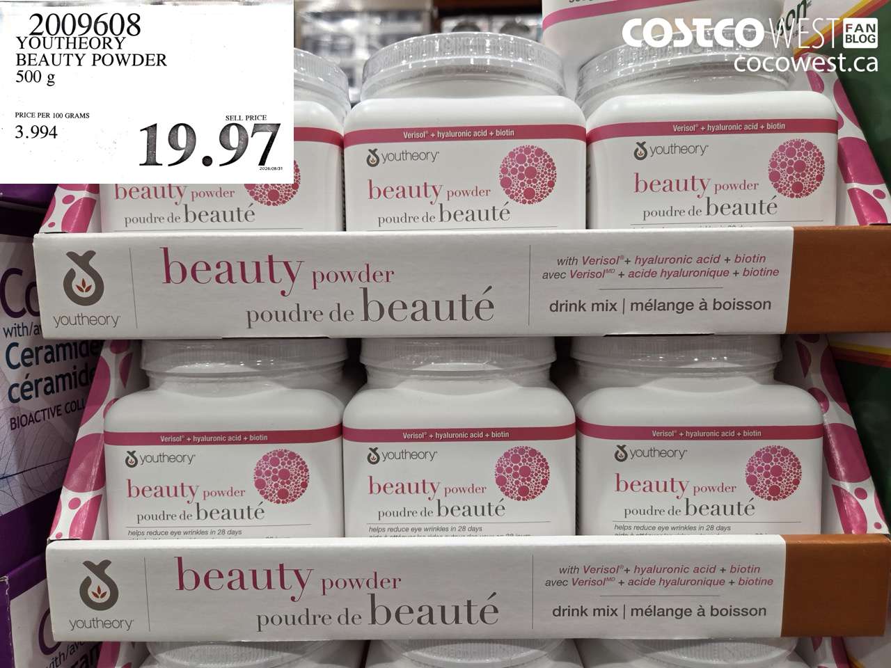 2009608 YOUTHEORY BEAUTY POWDER 500 G $19.97