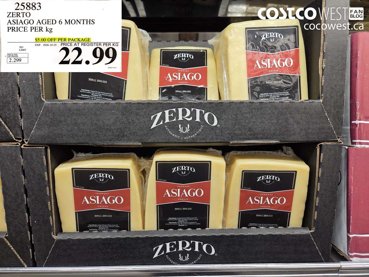 25883 ZERTO ASIAGO AGED 6 MONTHS ($5.00 INSTANT SAVINGS EXPIRES ON 2026-10-25) $22.99