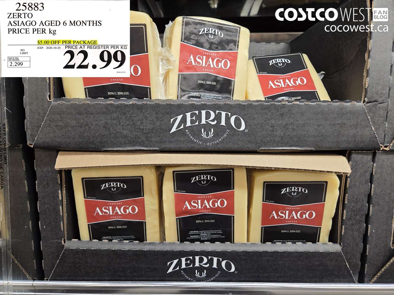 25883 ZERTO ASIAGO AGED 6 MONTHS ($5.00 INSTANT SAVINGS EXPIRES ON 2026-10-25) $22.99