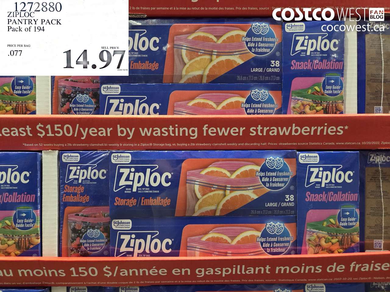 1272880 ZIPLOC PANTRY PACK PACK OF 194 $14.97