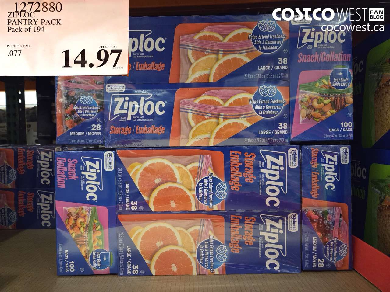 1272880 ZIPLOC PANTRY PACK PACK OF 194 $14.97