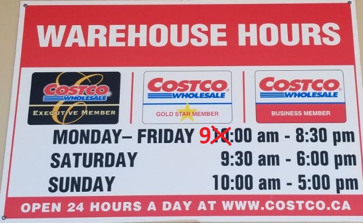 costco timings today