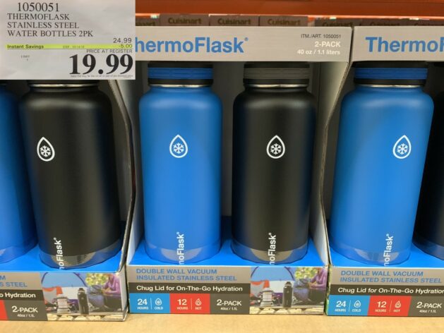 Costco Members: 2-Pk 40-Oz ThermoFlask Vacuum Insulated Stainless Steel Water  Bottle