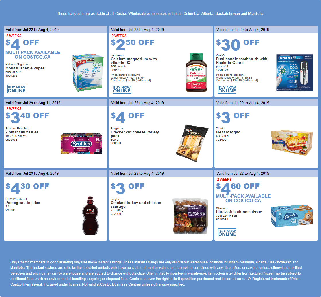 Costco Flyer And Costco Sale Items For July 29 Aug 4 2019 For Bc Alberta Manitoba