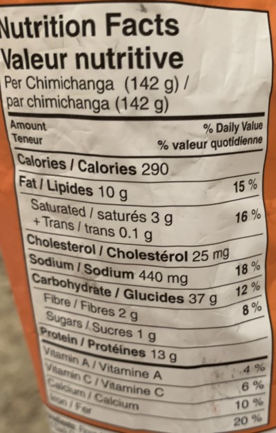 Calories in El Monterey Chicken & Monterey Jack Cheese Chimichanga and  Nutrition Facts