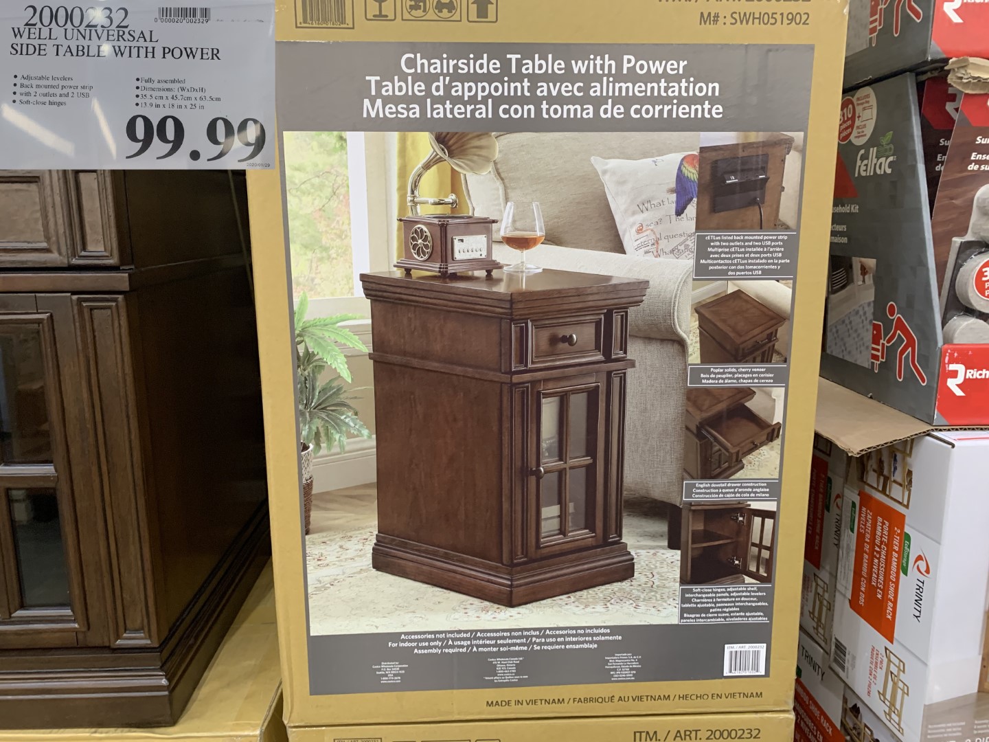 chairside table with power costco canada