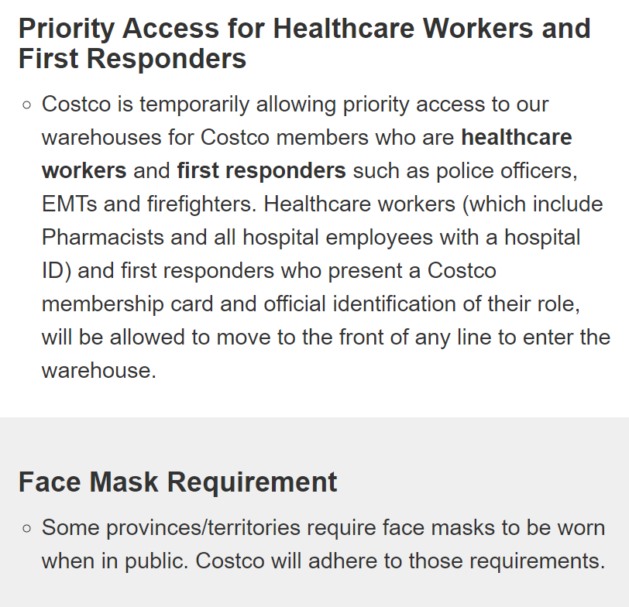 Costco Canada Face Covering (Mask) Update and Additional Senior