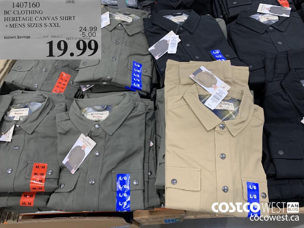 1407160 BC CLOTHING HERITAGE CANVAS SHIRT MENS SIZES S-XXL EXP 2020-10-11 19.99 