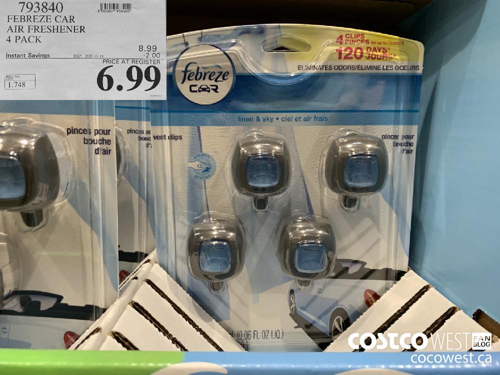 793840 FEBREZE CAR AIR FRESHENER 4 PACK EXP 2020-10-11 6.99 