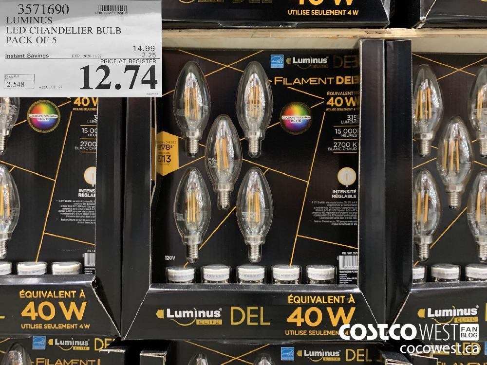 3571690 LUMINUS LED CHANDELIER BULB PACK OF 5 EXP. 2020-11-27 12.74 