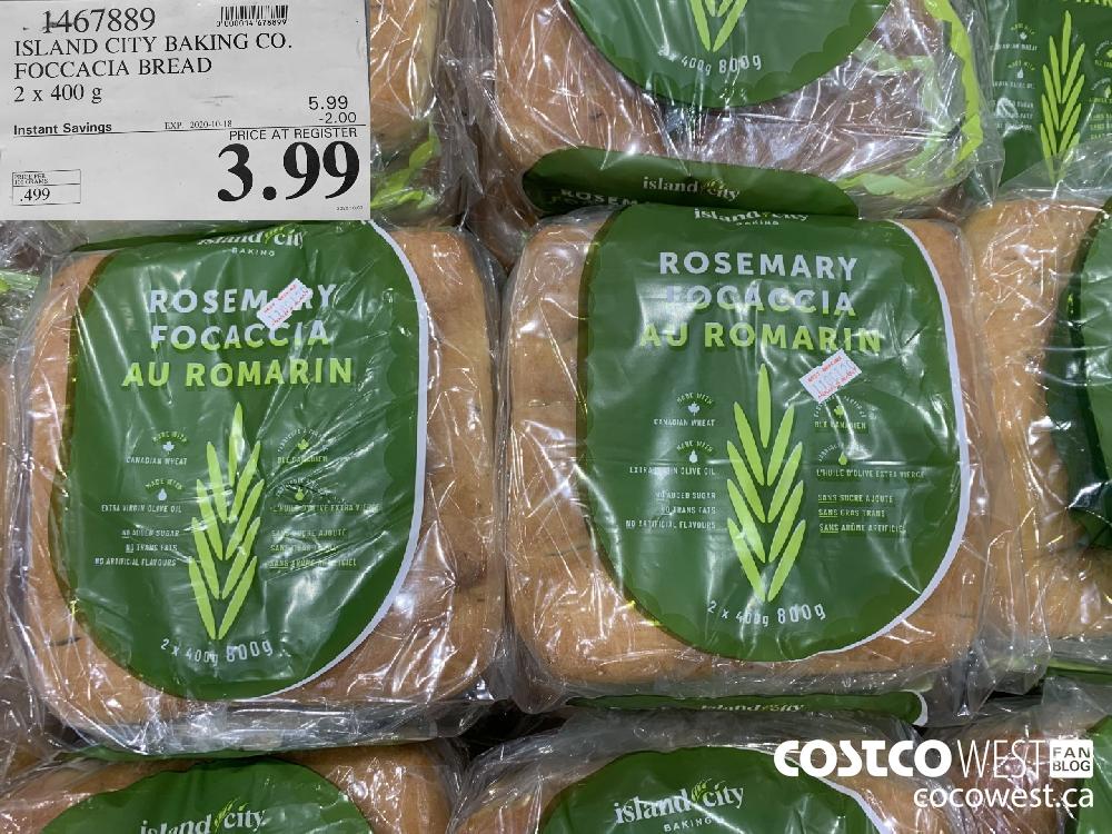 1467889 ISLAND CITY BAKING CO. FOCCACIA BREAD 2 x 400 g EXP 2020-10-18 3.99