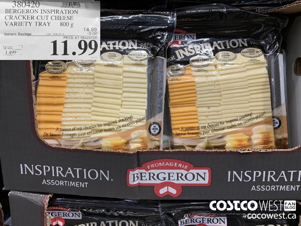 380420 BERGERON INSPIRATION CRACKER CUT CHEESE VARIETY TRAY 800g EXP 2020-10-11 11.99 