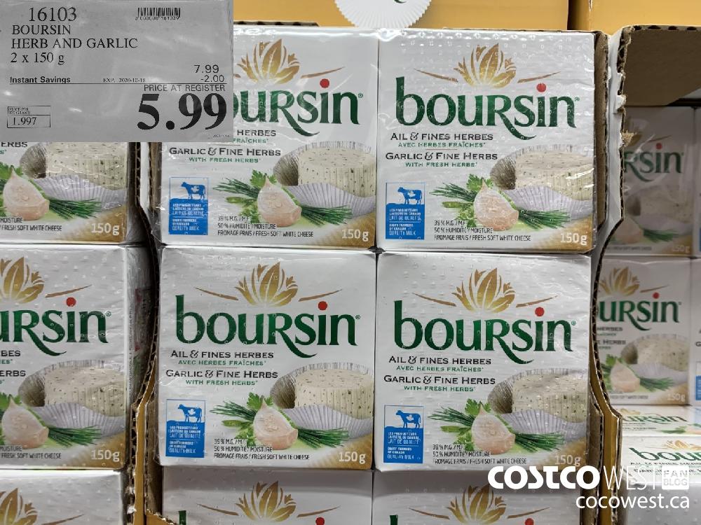 16103 BOURSIN HERB AND GARLIC 2 X 150g EXP 2020-10-18 5.99 