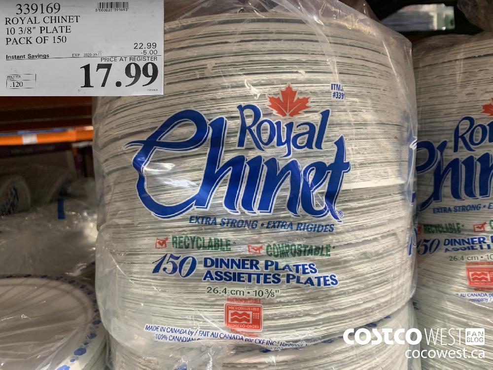 339169 ROYAL CHINET 10 3/8" PLATE PACK OF 150 EXP. 2020-10-11 17.99 