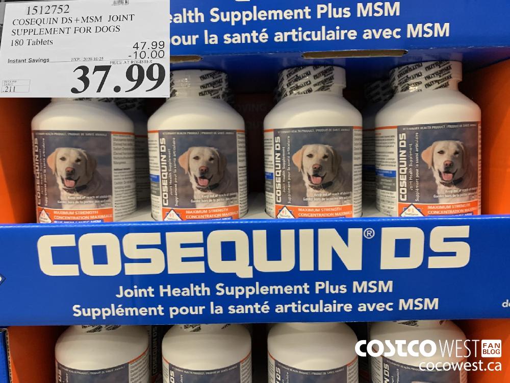 1512752 COSEQUIN DS MSM JOINT SUPPLEMENT FOR DOGS 180 Tablets EXP. 2020-10-25 37.99 