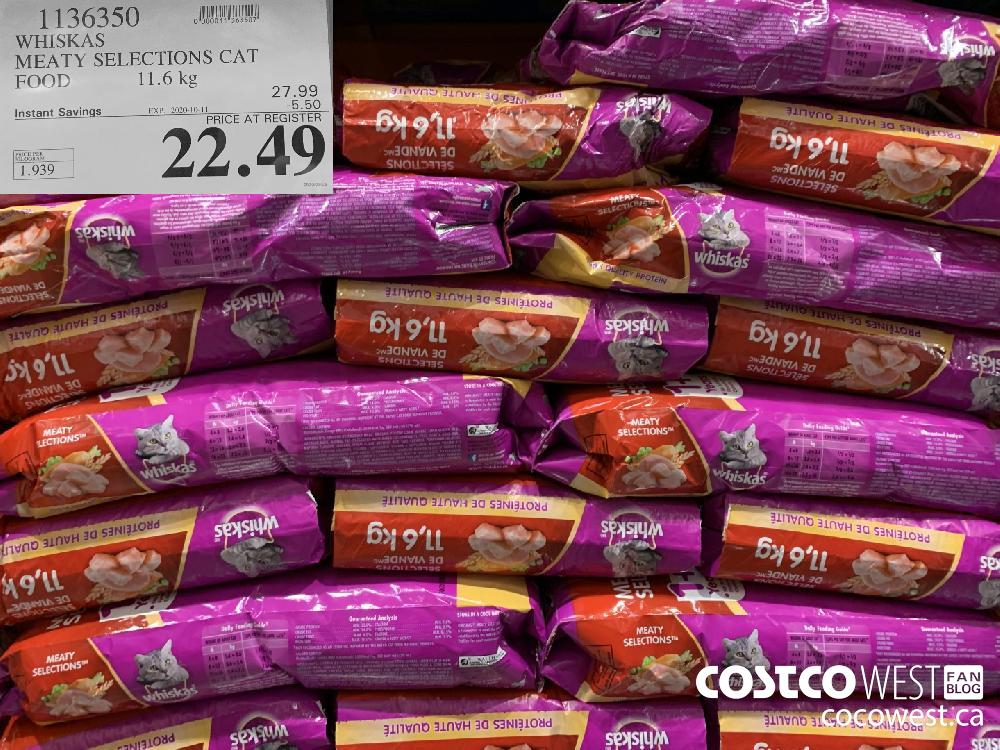 1136350 WHISKAS MEATY SELECTIONS CAT FOOD 11.6 kg EXP. 2020-10-11 22.49 