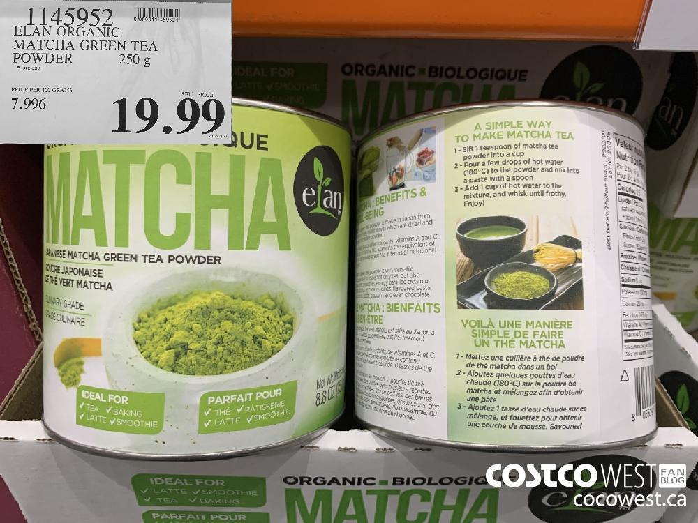 1145952 ELAN ORGANIC MATCHA GREEN TEA POWDER 250 g 19.99