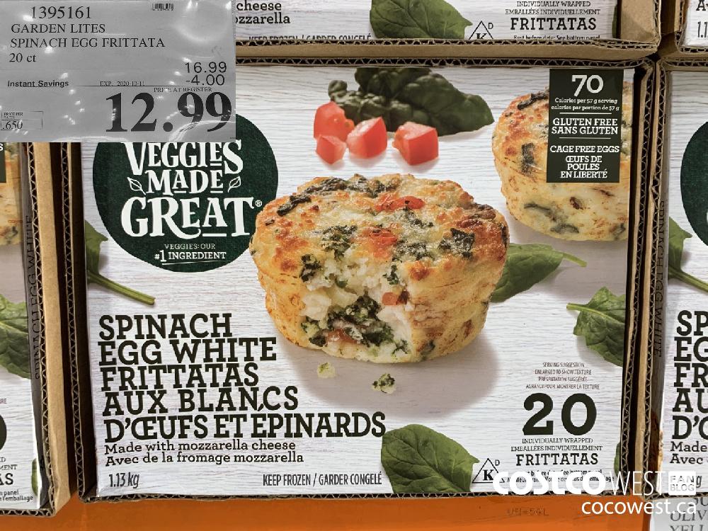 1395161 GARDEN LITES SPINACH EGG FRITTATA 20 ct EXP. 2020-10-11 12.99 