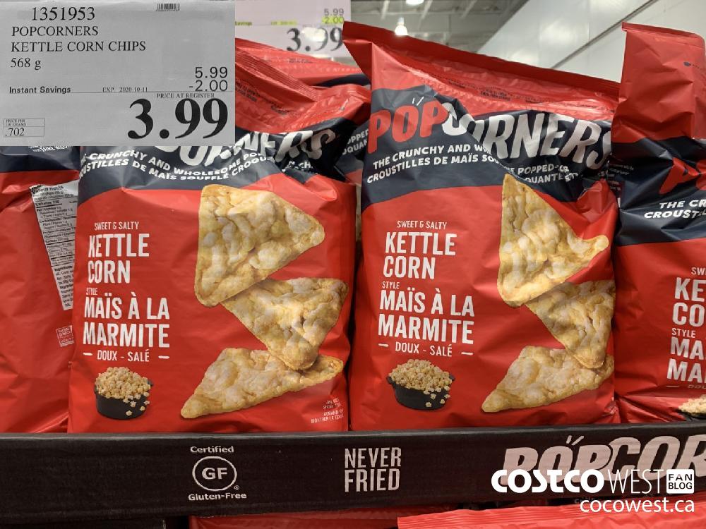 1351953 POPCORNERS KETTLE CORN CHIPS 568 g EXP. 2020-10-11 3.99 
