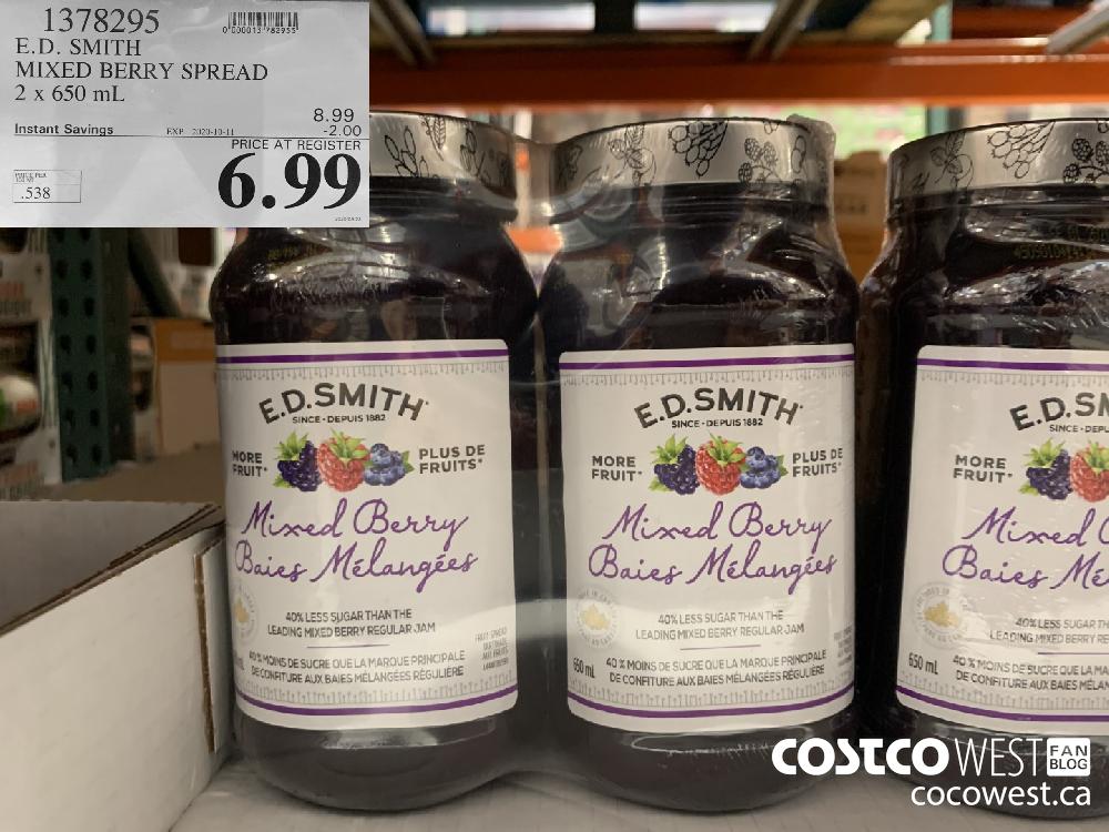 1378295 E.D. SMITH MIXED BERRY SPREAD 2x 630mL EXP. 2020-10-11 6.99