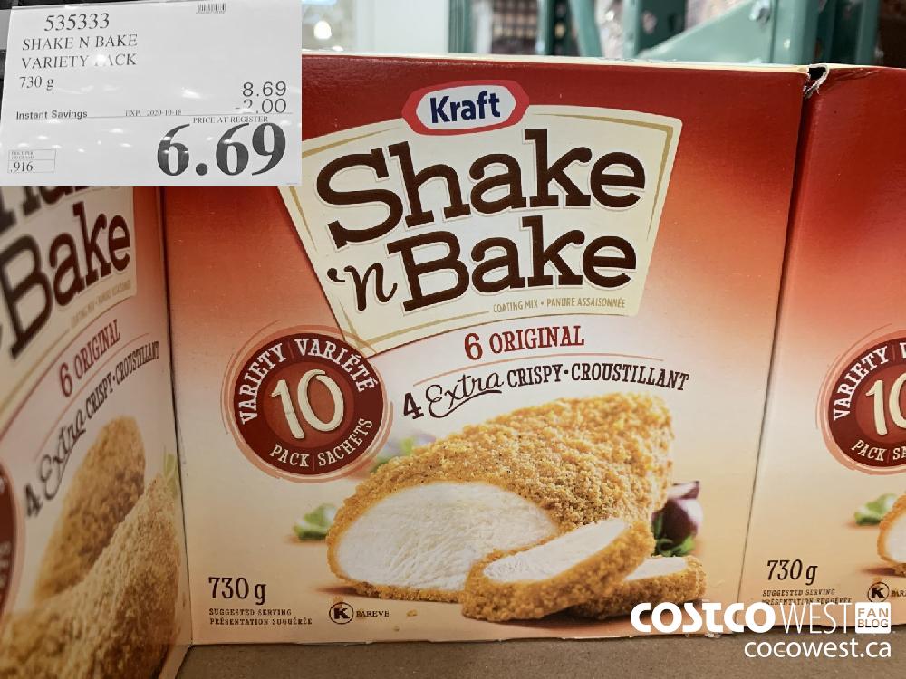 535333 SHAKE N BAKE VARIETY PACK 730 g EXP. 2020-10-11 6.69 