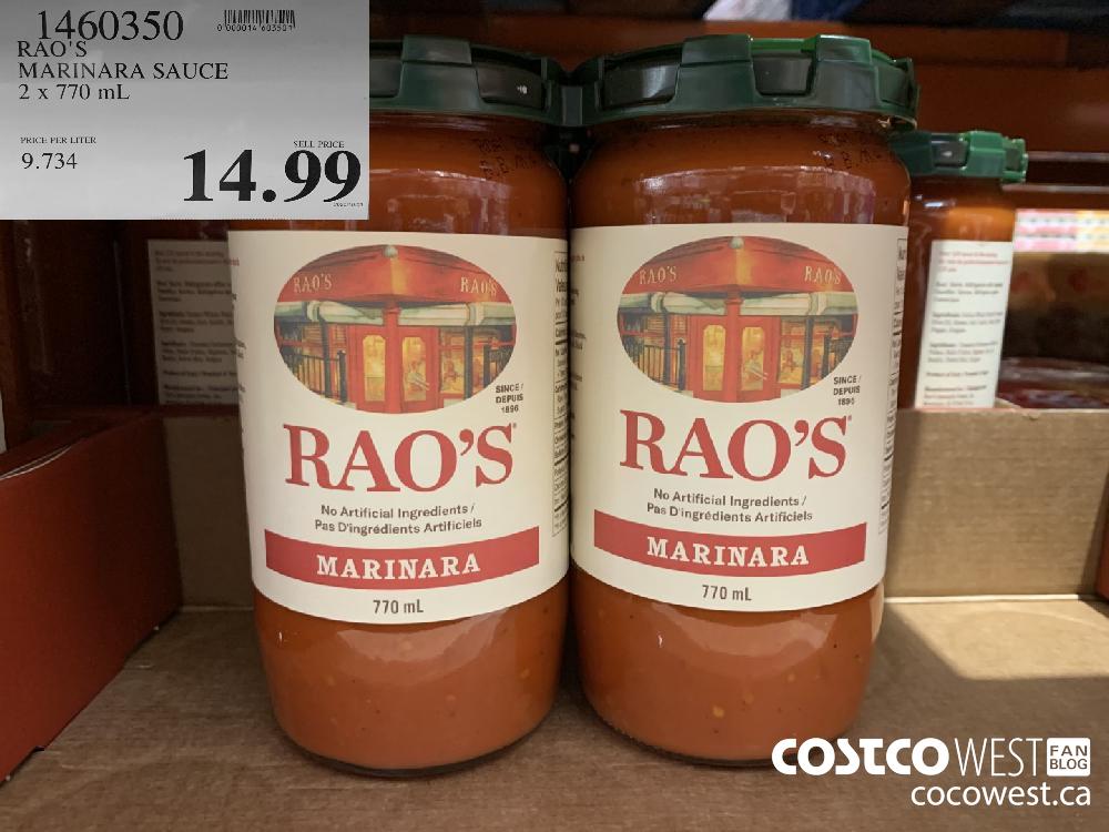1460350 RAO'S MARINARA SAUCE 2x 770mL 14.99 