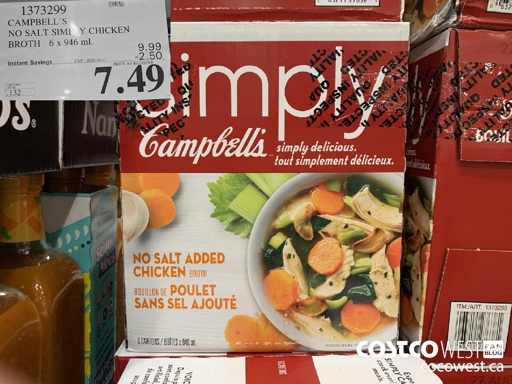 1373299 CAMPBELL'S NO SALT SIMPLY CHICKEN BROTH 6x 946 mL EXP. 2020-10-11 7.49