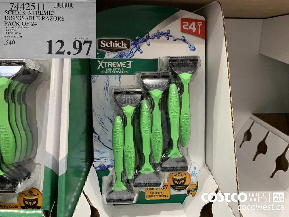 7442511 SCHICK XTREME3 DISPOSABLE RAZORS PACK OF 24 12.97 