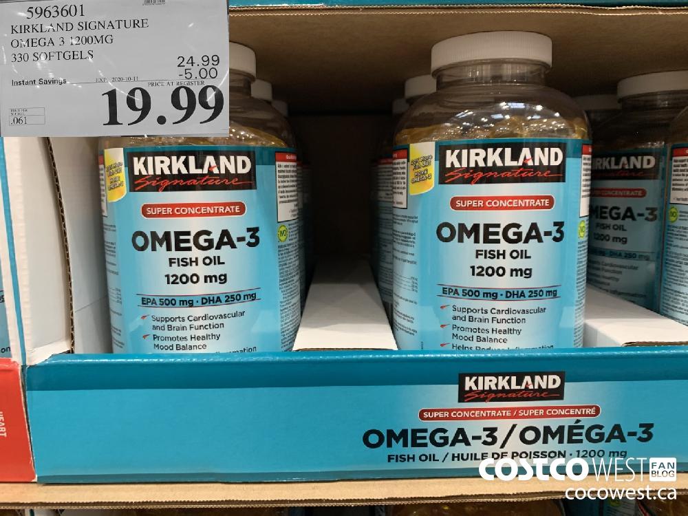 5963601 KIRKLAND SIGNATURE OMEGA 3 1200MG 330 SOFTGELS EXP. 2020-10-11 19.99 