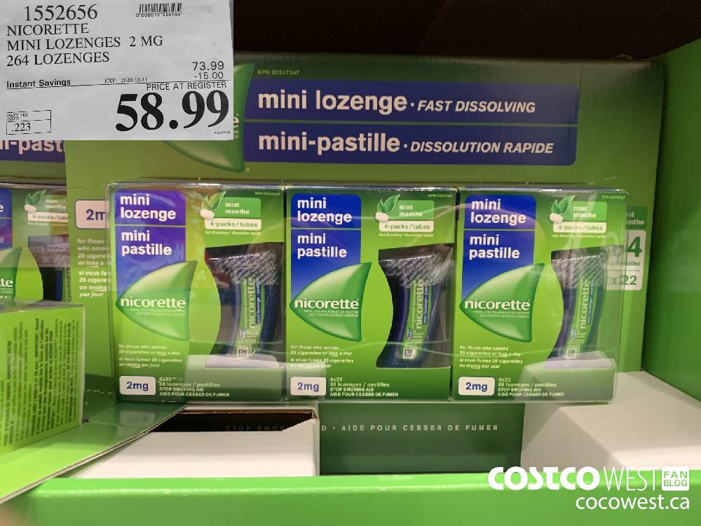 1552656 NICORETTE MINI LOZENGES 2 MG 264 LOZENGES EXP. 2020-10-11 58.99 