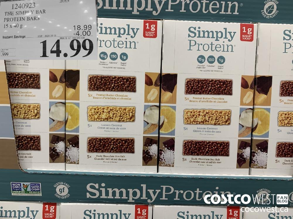 1240923 THE SIMPLY BAR PROTEIN BARS 15x40 g EXP. 2020-10-11 14.99 