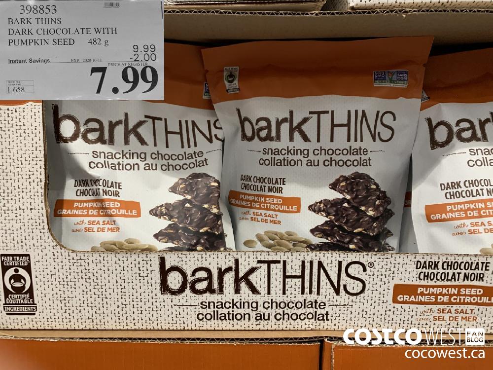 398853 BARK THINS DARK CHOCOLATE WITH PUMPKIN SEED 482 g EXP. 2020-10-11 7.99 