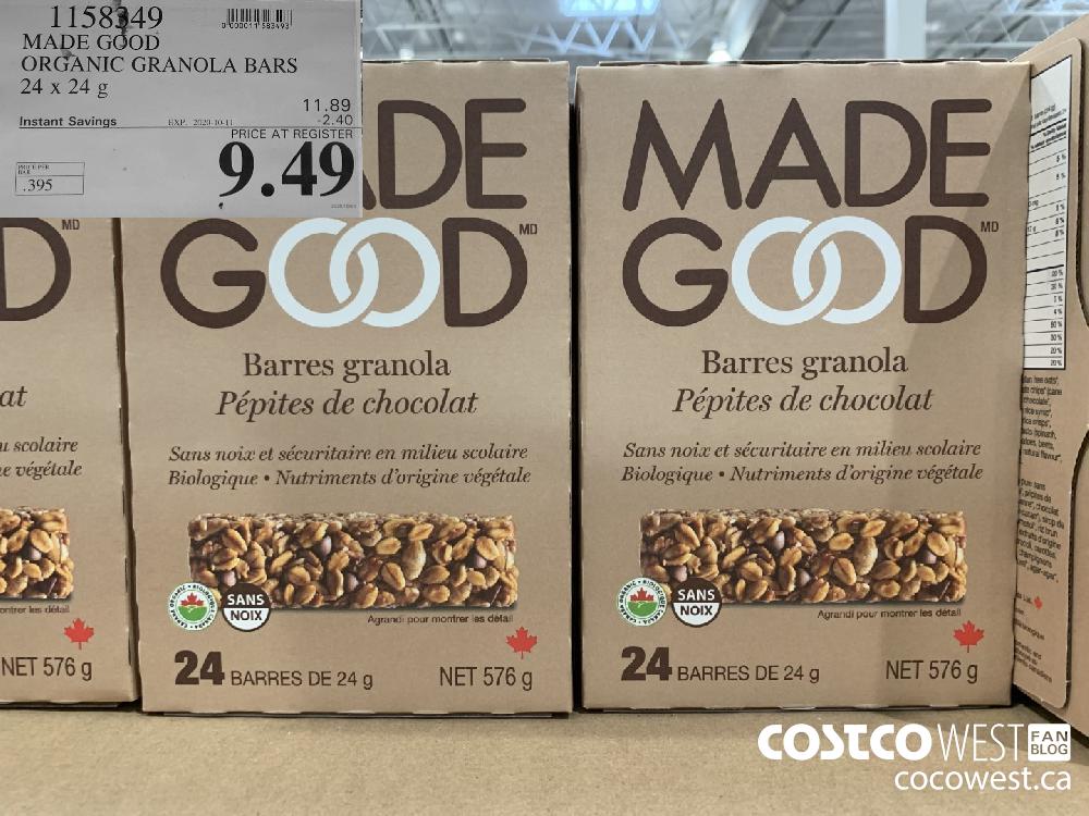 1158349 MADE GOOD ORGANIC GRANOLA BARS 24x 24g EXP. 2020-10-11 9.49 