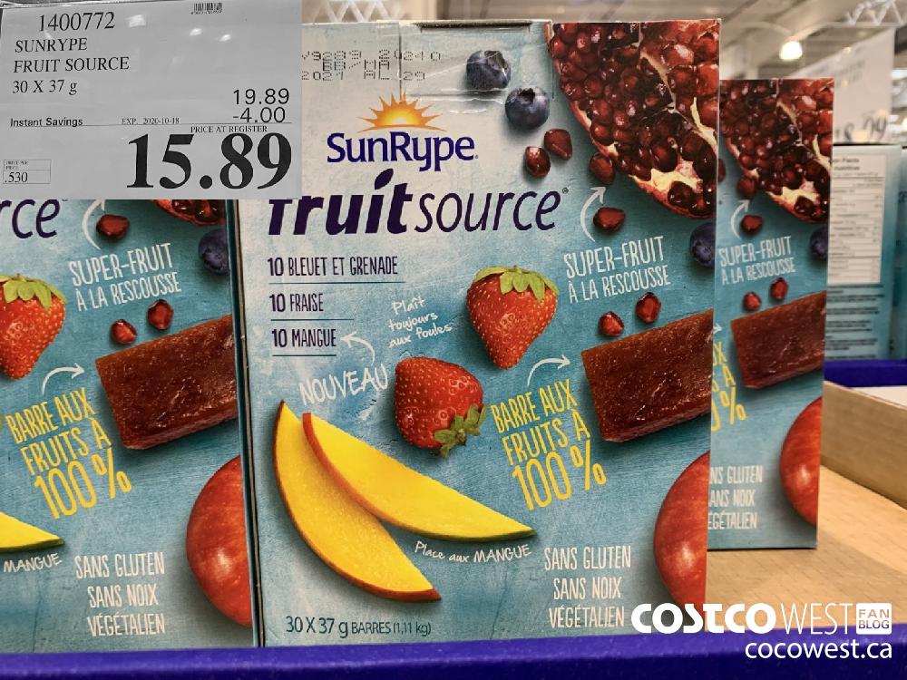 1400772 SUNRYPE FRUIT SOURCE 30 X 37 g EXP. 2020-10-11 15.89