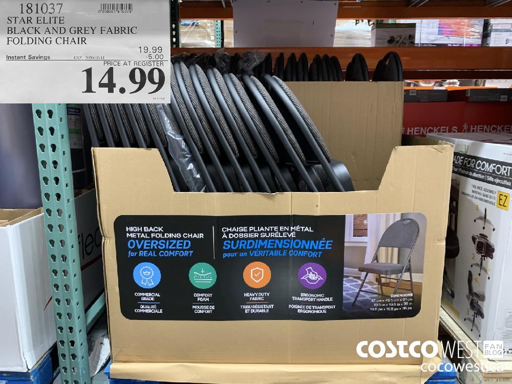 181037 STAR ELITE BLACK AND GREY FABRIC FOLDING CHAIR EXP. 2020-10-11 14.99
