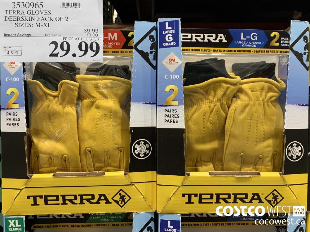 3530965 TERRA GLOVES DEERSKIN PACK OF 2 * SIZES: M-XL EXP. 2020-10-11 29.99