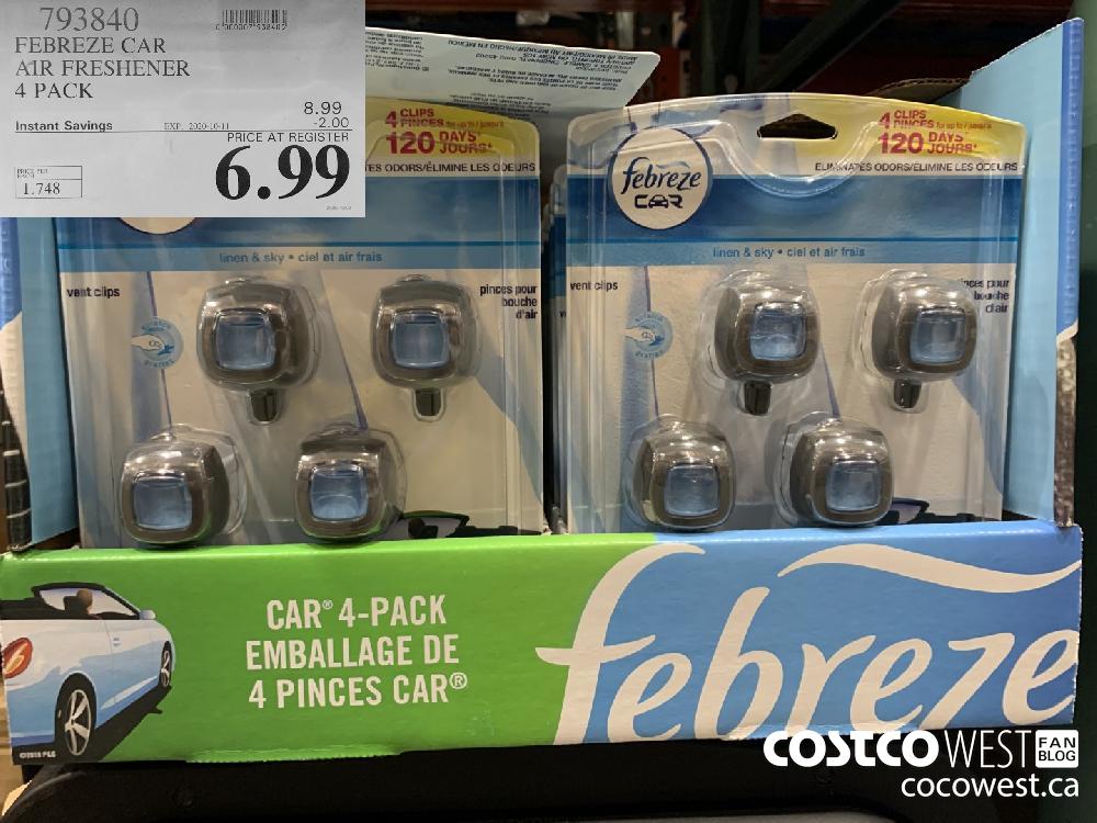 793840 FEBREZE CAR AIR FRESHENER 4 PACK EXP. 2020-10-11 6.99