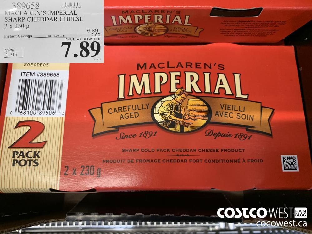 389658 MACLAREN'S IMPERIAL SHARP CHEDDAR CHEESE 2 x 230 g EXP. 2020-10-11 7.89