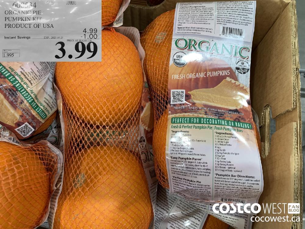 608534 ORGANIC PIE PUMPKIN KIT PRODUCT OF USA EXP. 2020-10-25 3.99