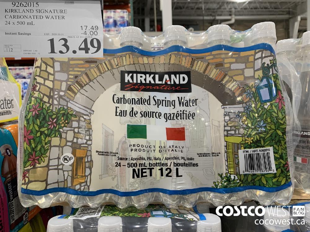 9262015 KIRKLAND SIGNATURE CARBONATED WATER 24 x 500 mL EXP. 2020-10-11 13.49