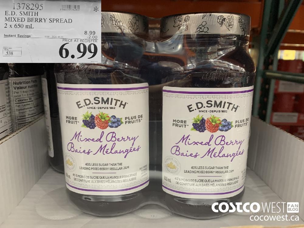 1378295 E.D. SMITH MIXED BERRY SPREAD 2 x 650 mL EXP. 2020-10-11 6.99