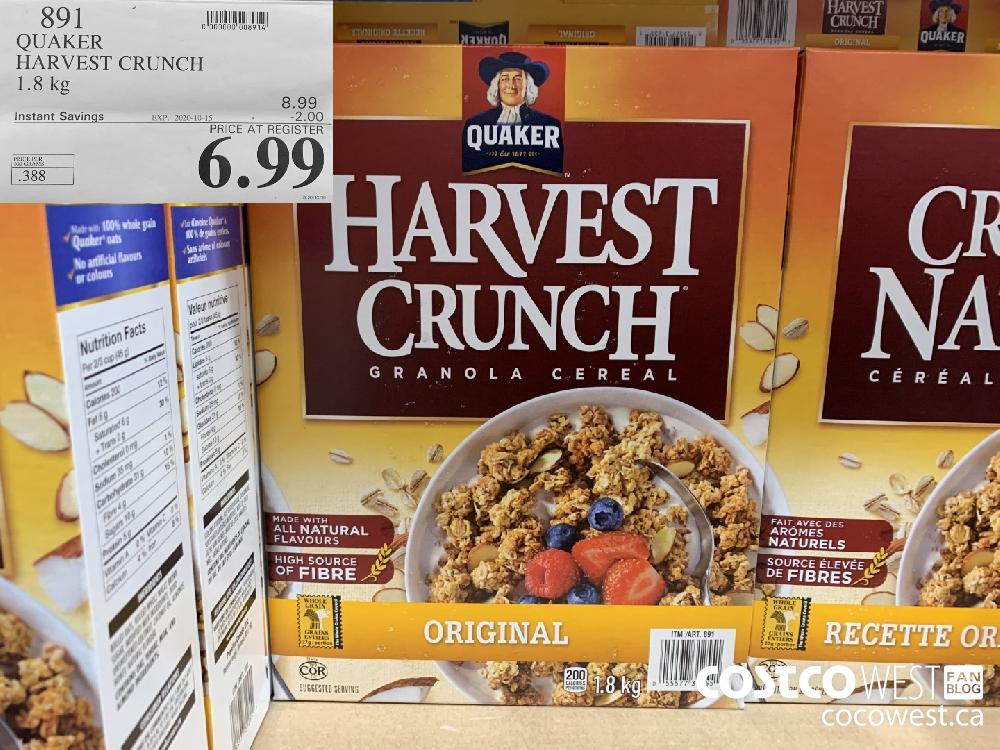 891 QUAKER HARVEST CRUNCH 1.8 kg EXP. 2020-10-11 6.99