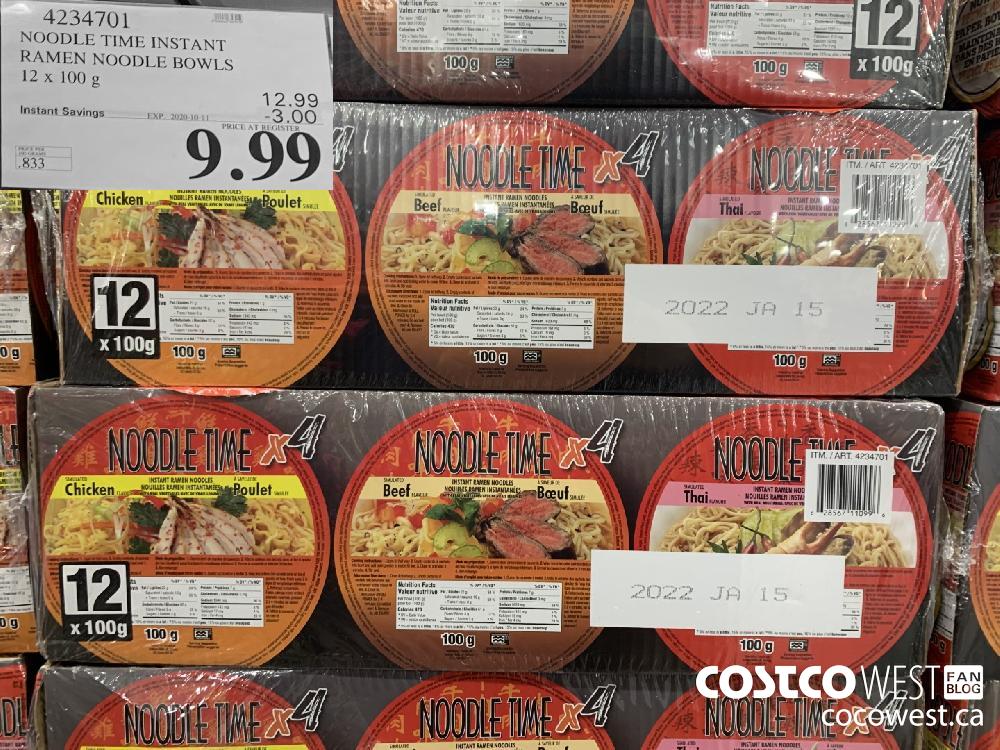 4234701 NOODLE TIME INSTANT RAMEN NOODLE BOWLS 12 x 100g EXP. 2020-10-11 9.99