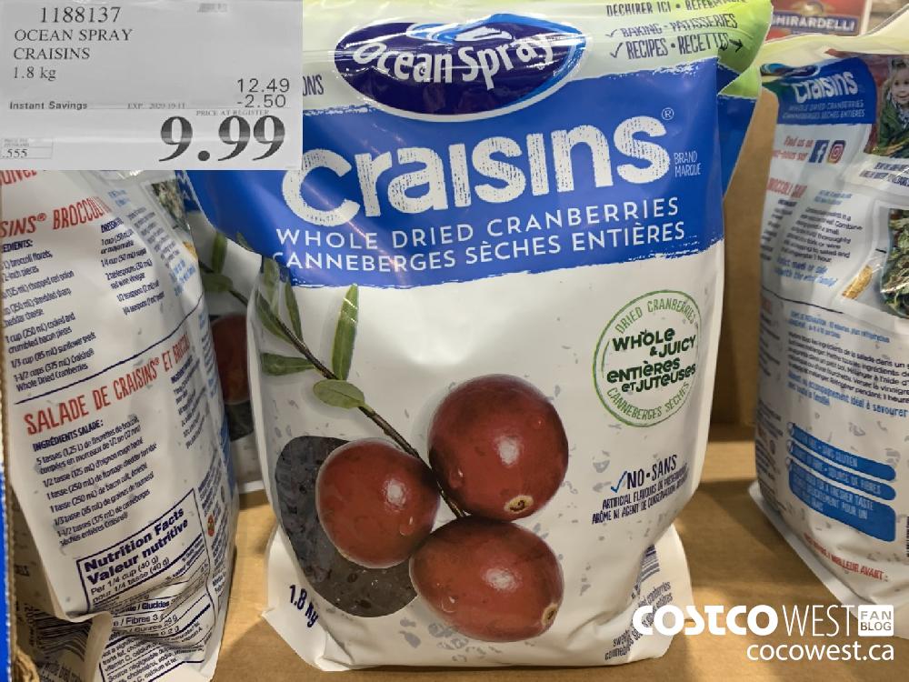 1188137 OCEAN SPRAY CRAISINS 1.8 kg EXP. 2020-10-11 9.99