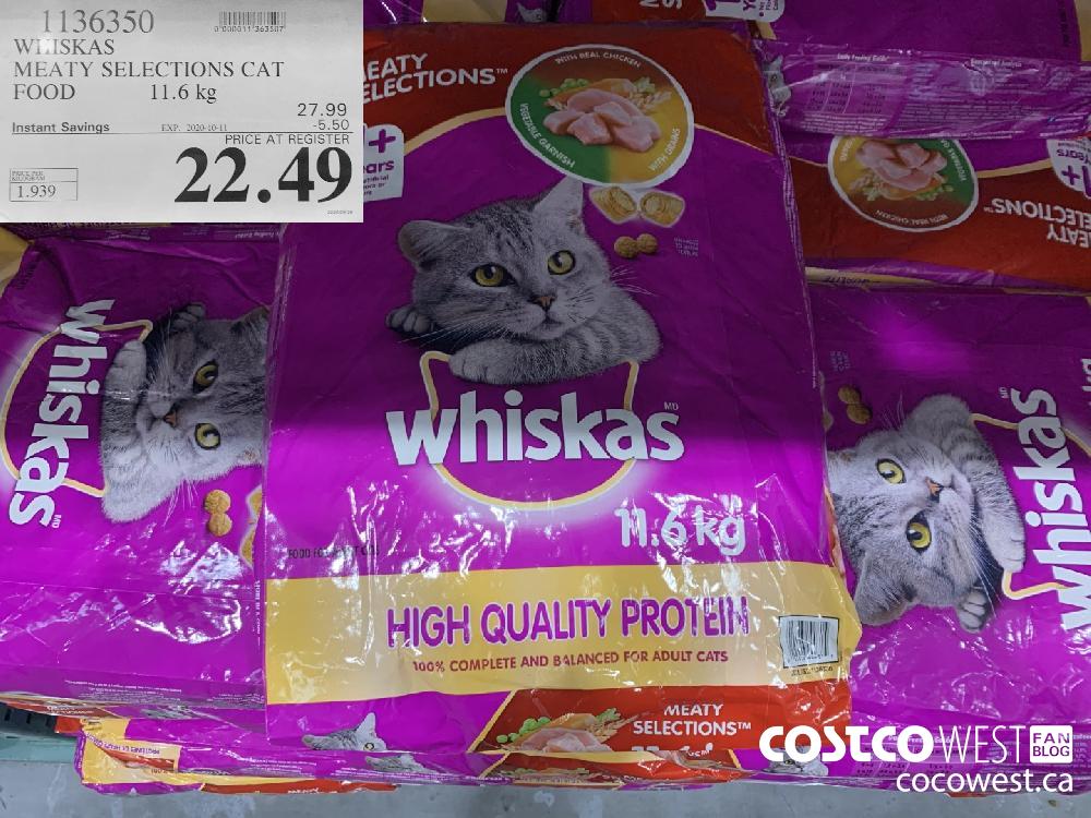 1136350 WHISKAS MEATY SELECTIONS CAT FOOD 11.6 kg EXP. 2020-10-11 22.49