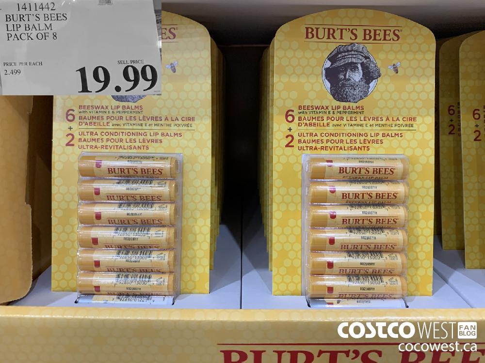 1411442 BURT'S BEES LIP BALM PACK OF 8 19 99