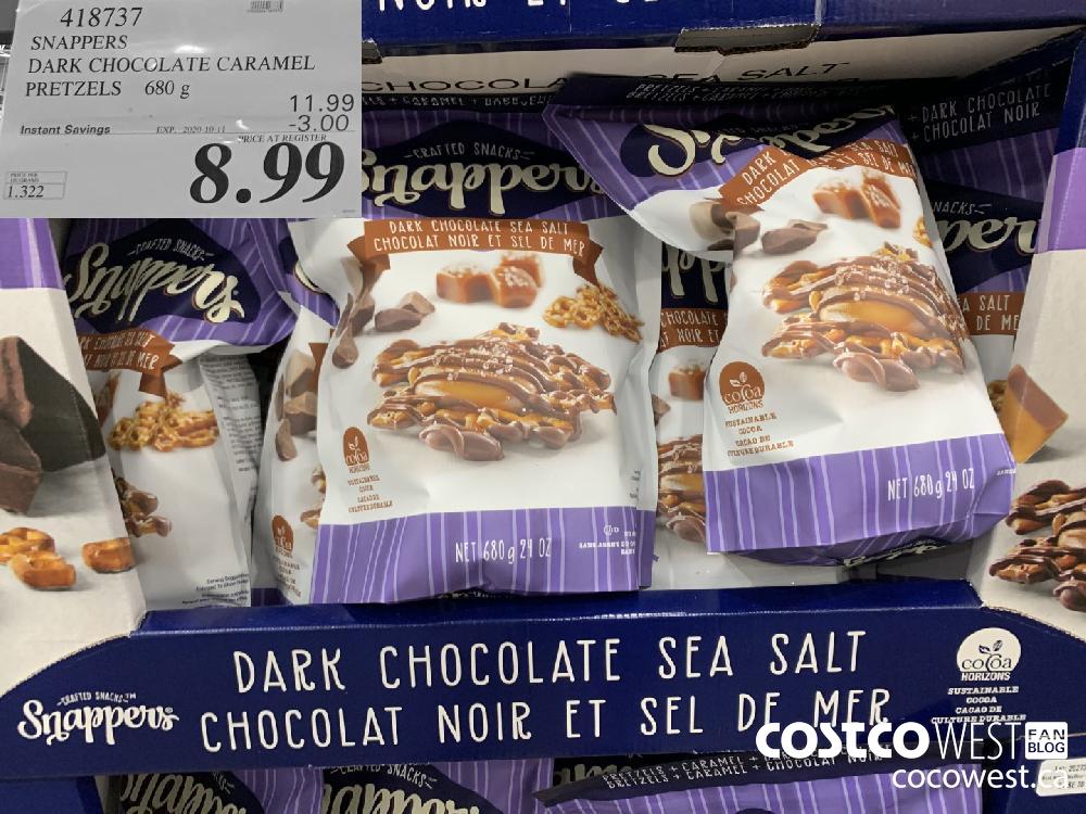 418737 SNAPPERS DARK CHOCCLATE CARAMEL PRETZELS 680 g EXP. 2020-10-11 8.99