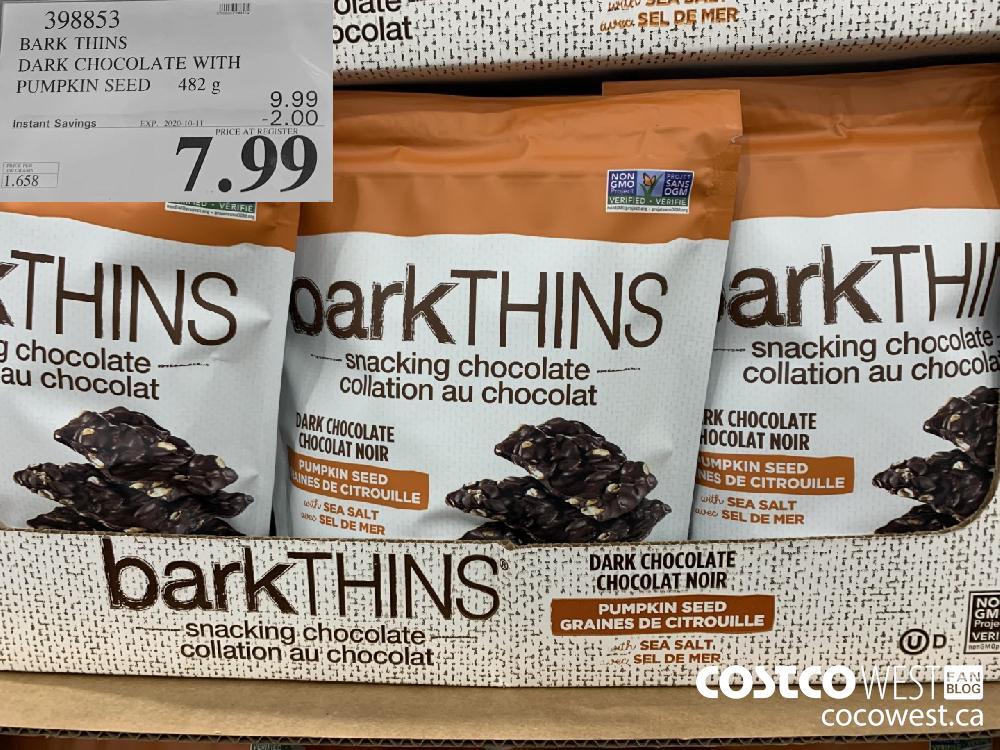 398853 BARK THINS DARK CHOCOLATE WITH PUMPKIN SEED 482g EXP. 2020-10-11 7.99