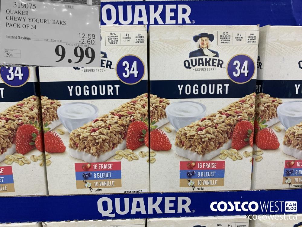 319075 QUAKER CHEWY YOGURT BARS PACK OF 34 EXP. 2020-10-11 9.99