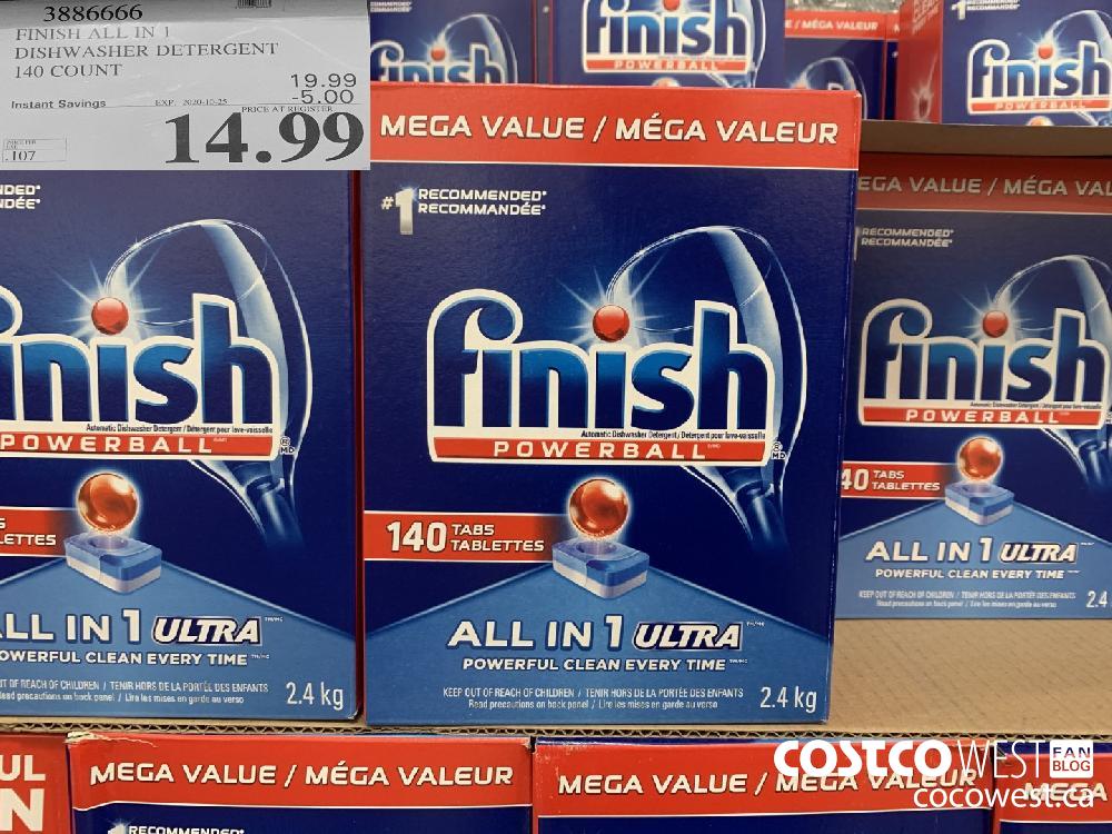 3886666 FINISH ALL IN 1 DISHWASHER DETERGENT 140 COUNT EXP. 2020-10-25 14.99